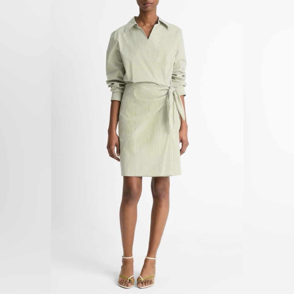 Furrow Stripe Long Sleeve Wrap Shirtdress
Vince